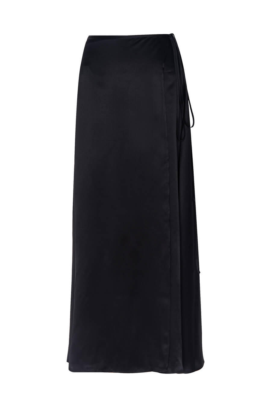 Silk maxi wrap skirt in black