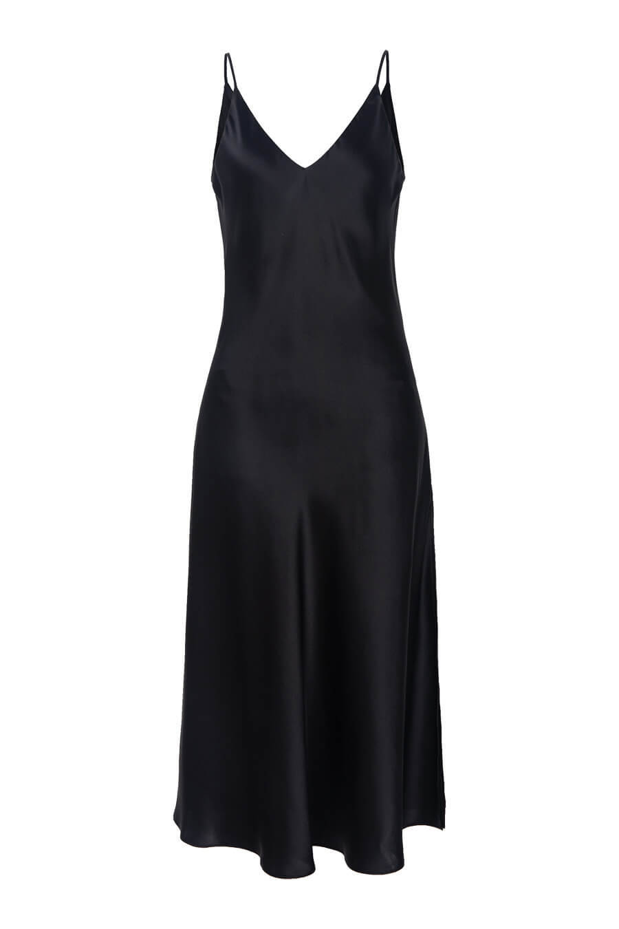 Silk midi dress in black